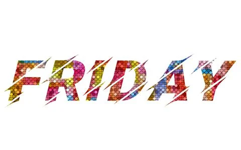 Friday text image stock design in colorful style letters Stock Illustration