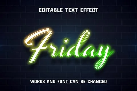 Friday text - neon style text effect Stock Illustration