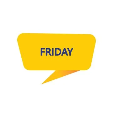 Friday - Yellow Speech Bubble. Button, Sign, Label, Icon, Tag, Badge. 스톡 일러스트