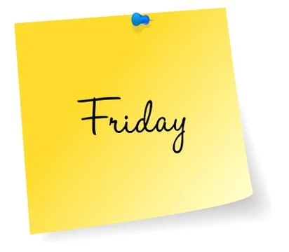 Friday Yellow Sticky Note 스톡 일러스트