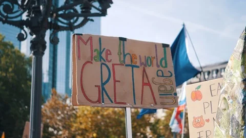 Fridays for Future Climate Change Protest Sign Stock Footage 118664875