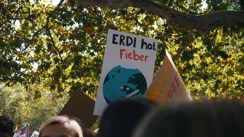 Fridays for Future Climate Change Protest Sign Stock Footage 118665484