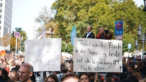 Fridays for Future Climate Change Protest Sign Stock Footage 118665854