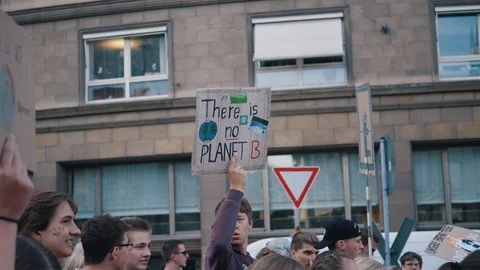 Fridays for Future Climate Change Protest Sign, there is no Planet B Stock Footage