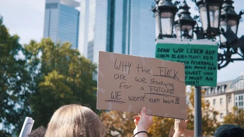 Fridays for Future Climate Change Protest Sign Stock Footage 118666041