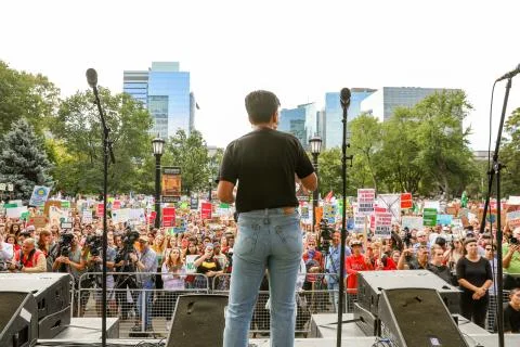 'Fridays for Future'  Climate Change Protest in Toronto, Canada. Stock Photos