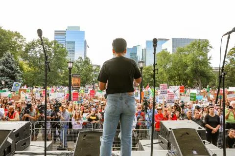 'Fridays for Future'  Climate Change Protest in Toronto, Canada. Stock Photos
