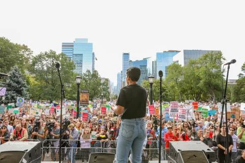 'Fridays for Future'  Climate Change Protest in Toronto, Canada. Stock Photos