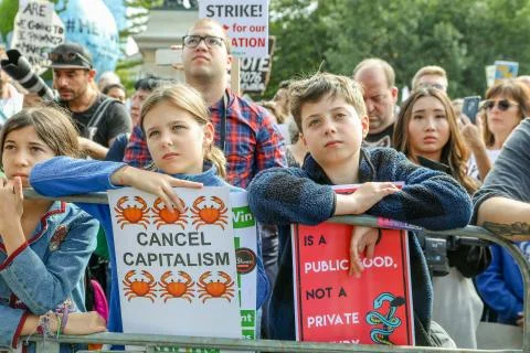 'Fridays for Future'  Climate Change Protest in Toronto, Canada. Stock Photos