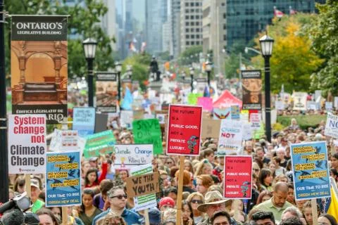 'Fridays for Future' Climate Change Protest in Toronto, Canada. Stock Photos