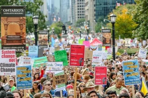 'Fridays for Future' Climate Change Protest in Toronto, Canada. Stock Photos