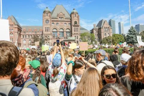 'Fridays for Future' Climate Change Protest in Toronto, Canada. Stock Photos