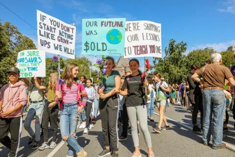 'Fridays for Future' Climate Change Protest in Toronto, Canada. Stock Photos