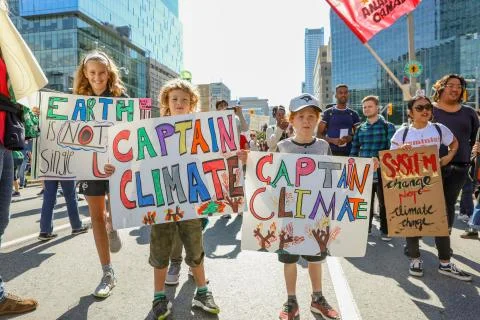 'Fridays for Future' climate change protest in Toronto, Canada. Stock Photos