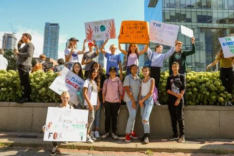 'Fridays for Future' climate change protest in Toronto, Canada. Stock Photos