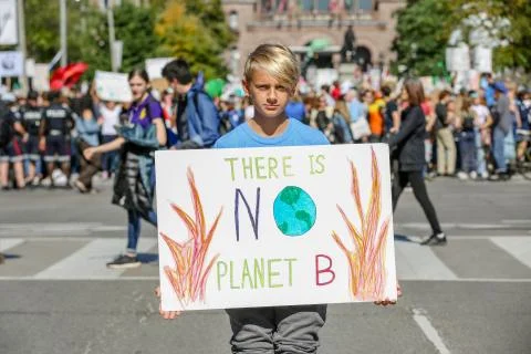'Fridays for Future' climate change protest in Toronto, Canada. Stock Photos
