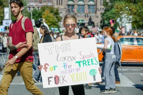 'Fridays for Future' climate change protest in Toronto, Canada. Stock Photos