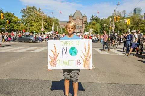 'Fridays for Future' climate change protest in Toronto, Canada. Stock Photos