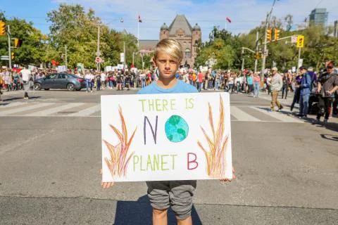 'Fridays for Future' climate change protest in Toronto, Canada. Stock Photos
