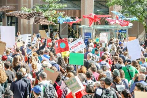 'Fridays for Future' climate change protest in Toronto, Canada. Stock Photos