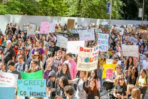 'Fridays for Future' climate change protest in Toronto, Canada. Stock Photos