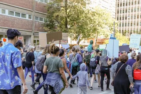 'Fridays for Future' climate change protest in Toronto, Canada. Stock Photos