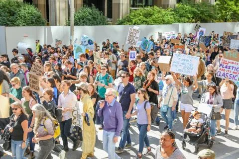 'Fridays for Future' climate change protest in Toronto, Canada. Stock Photos