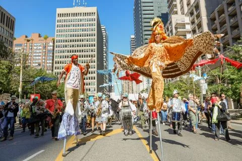 'Fridays for Future' climate change protest in Toronto, Canada. Stock Photos