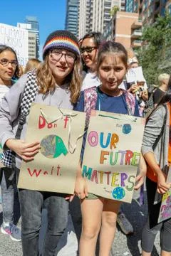 'Fridays for Future' climate change protest in Toronto, Canada. Stock Photos