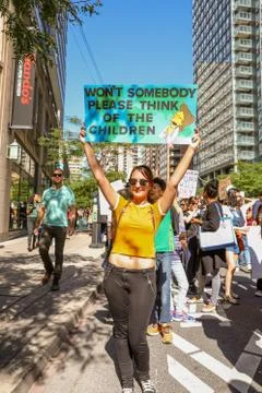 'Fridays for Future' climate change protest in Toronto, Canada. Stock Photos