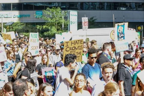 'Fridays for Future' climate change protest in Toronto, Canada. Stock Photos