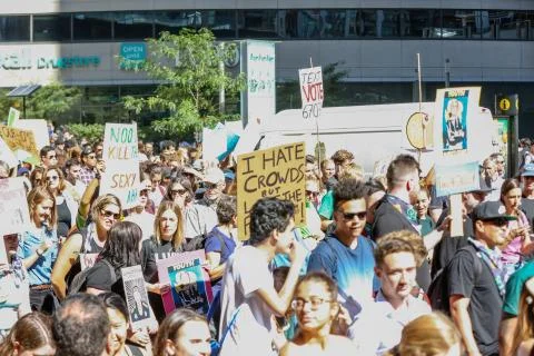 'Fridays for Future' climate change protest in Toronto, Canada. Stock Photos