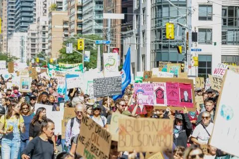 'Fridays for Future' climate change protest in Toronto, Canada. Stock Photos