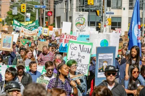 'Fridays for Future' climate change protest in Toronto, Canada. Stock Photos