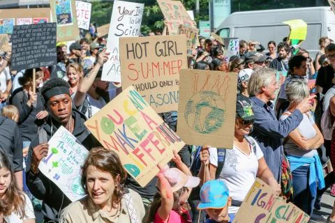 'Fridays for Future' climate change protest in Toronto, Canada. Stock Photos