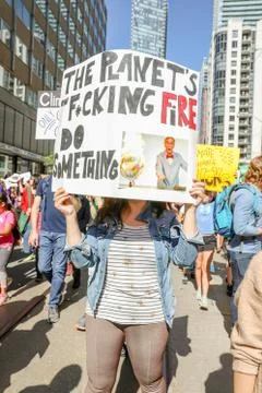 'Fridays for Future' climate change protest in Toronto, Canada. Stock Photos
