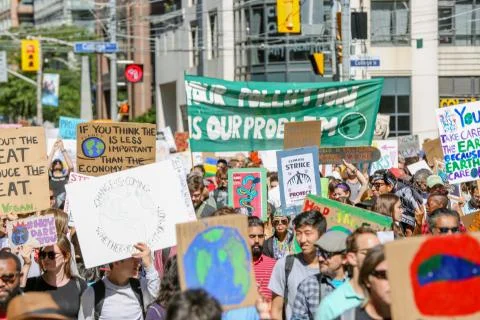 'Fridays for Future' climate change protest in Toronto, Canada. Stock Photos