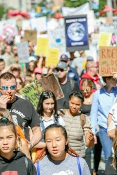 'Fridays for Future' climate change protest in Toronto, Canada. Stock Photos
