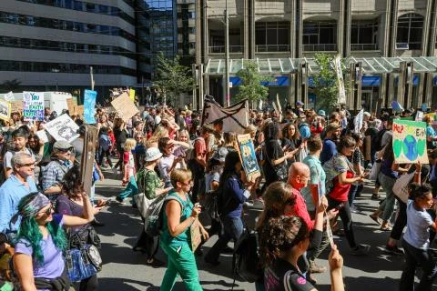 'Fridays for Future' climate change protest in Toronto, Canada. Stock Photos