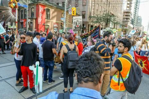 'Fridays for Future' climate change protest in Toronto, Canada. Stock Photos
