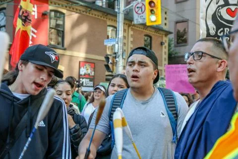 'Fridays for Future' climate change protest in Toronto, Canada. Stock Photos
