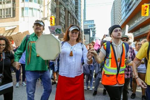 'Fridays for Future' climate change protest in Toronto, Canada. Stock Photos
