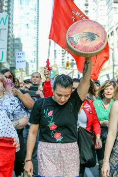 'Fridays for Future' climate change protest in Toronto, Canada. Stock Photos