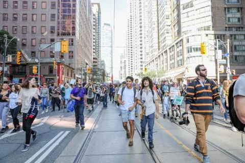 'Fridays for Future' climate change protest in Toronto, Canada. Stock Photos