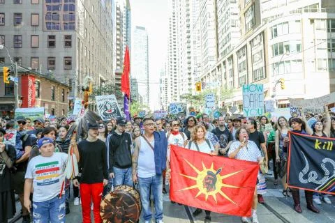 'Fridays for Future' climate change protest in Toronto, Canada. Stock Photos