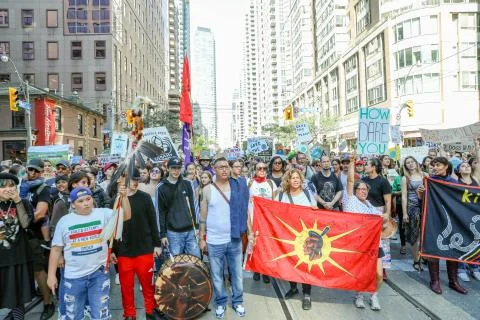 'Fridays for Future' climate change protest in Toronto, Canada. Stock Photos