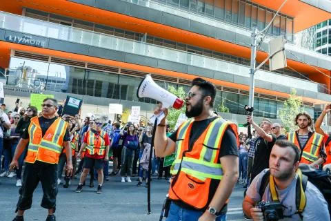 'Fridays for Future' climate change protest in Toronto, Canada. Stock Photos