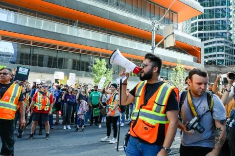 'Fridays for Future' climate change protest in Toronto, Canada. Stock Photos
