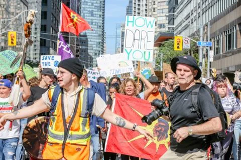 'Fridays for Future' climate change protest in Toronto, Canada. Stock Photos