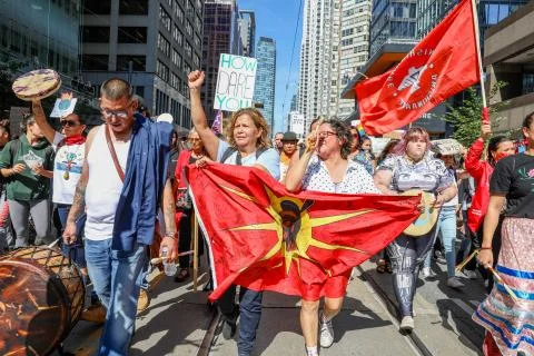 'Fridays for Future' climate change protest in Toronto, Canada. Stock Photos